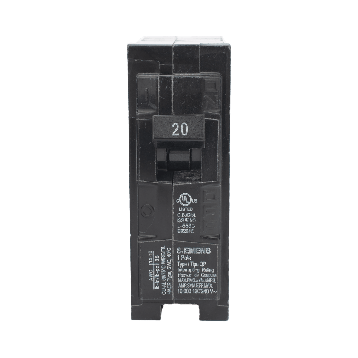 Centros de Carga e InterruptoresSIEMENSQ120Interruptor automático ITM Termomagnético enchufable tipo QP 1 polos 20 amp - SILYMX
