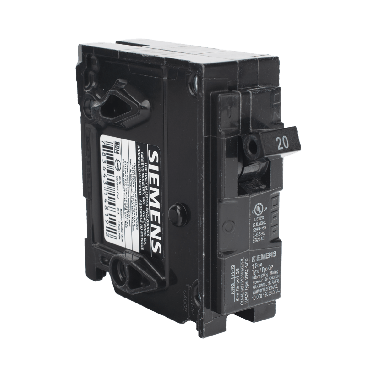 Centros de Carga e InterruptoresSIEMENSQ120Interruptor automático ITM Termomagnético enchufable tipo QP 1 polos 20 amp - SILYMX