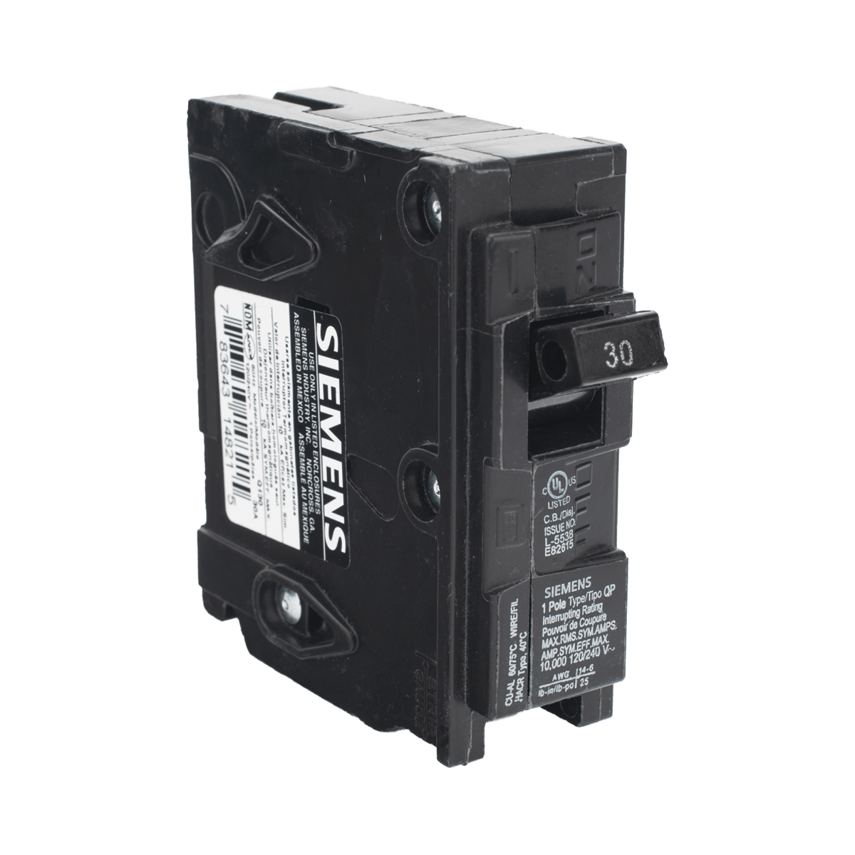 Centros de Carga e InterruptoresSIEMENSQ130Interruptor automático ITM Termomagnético enchufable tipo QP 1 polos 30 amp - SILYMX