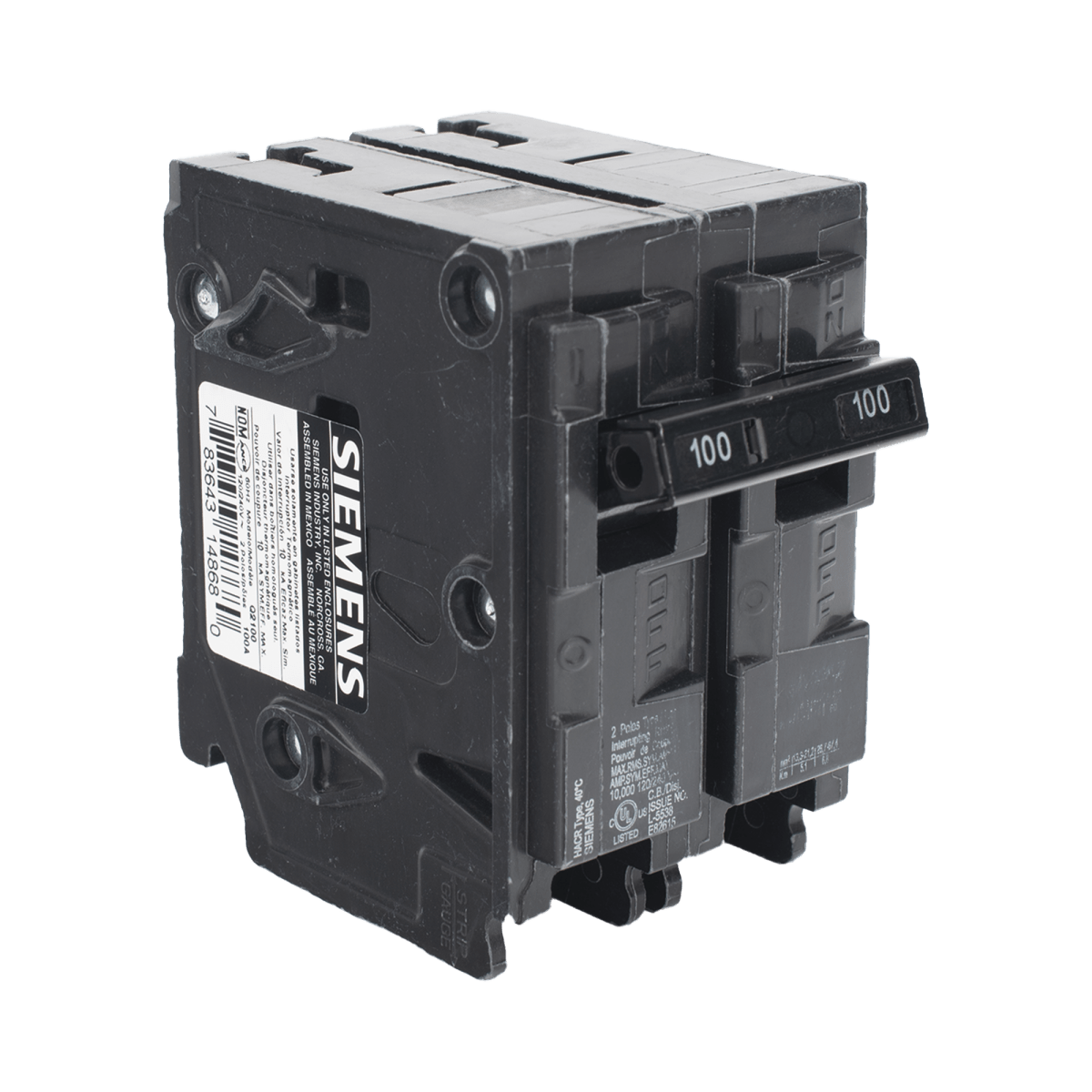 Centros de Carga e InterruptoresSIEMENSQ2100Interruptor automático ITM Termomagnético enchufable tipo QP 2 polos 100 amp - SILYMX
