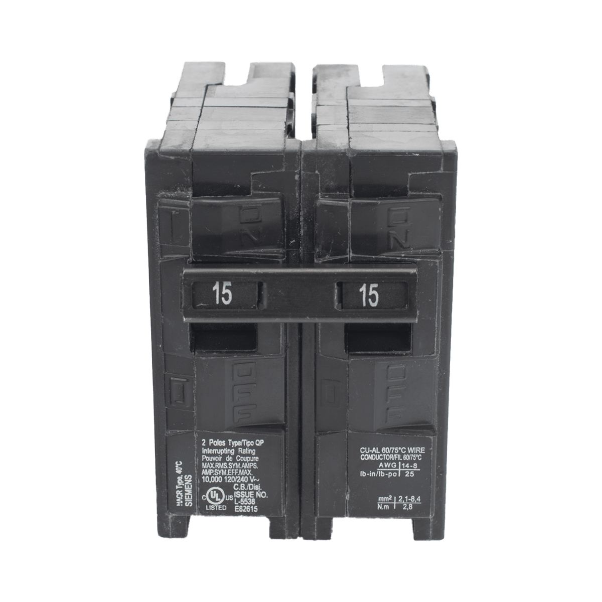 Centros de Carga e InterruptoresSIEMENSQ215Interruptor automático ITM Termomagnético enchufable tipo QP 2 polos 15 amp - SILYMX