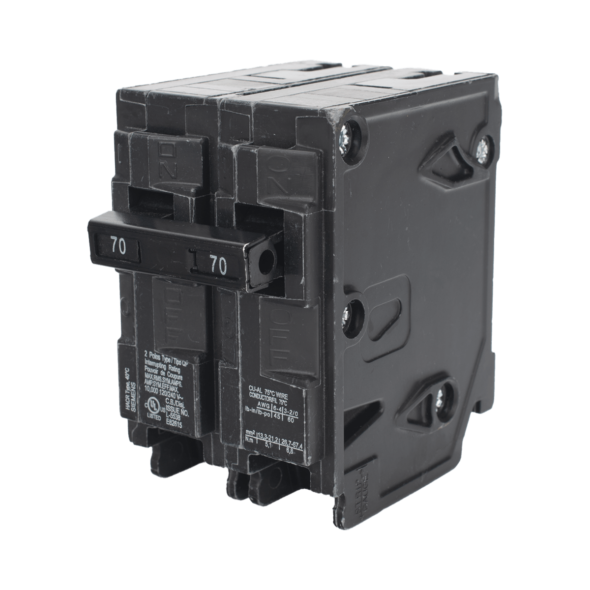 Centros de Carga e InterruptoresSIEMENSQ270Interruptor automático ITM Termomagnético enchufable tipo QP 2 polos 70 amp - SILYMX