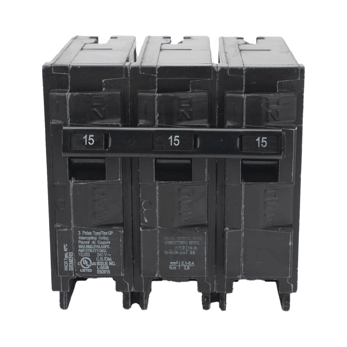 Centros de Carga e InterruptoresSIEMENSQ315Interruptor automático ITM Termomagnético enchufable tipo QP 3 polos 15 amp - SILYMX