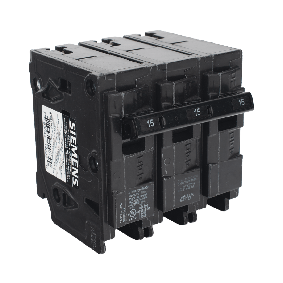 Centros de Carga e InterruptoresSIEMENSQ315Interruptor automático ITM Termomagnético enchufable tipo QP 3 polos 15 amp - SILYMX
