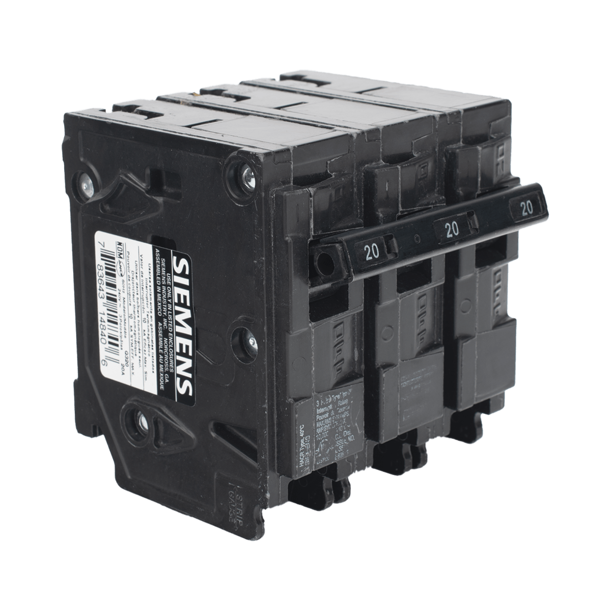 Centros de Carga e InterruptoresSIEMENSQ320Interruptor automático ITM Termomagnético enchufable tipo QP 3 polos 20 amp - SILYMX