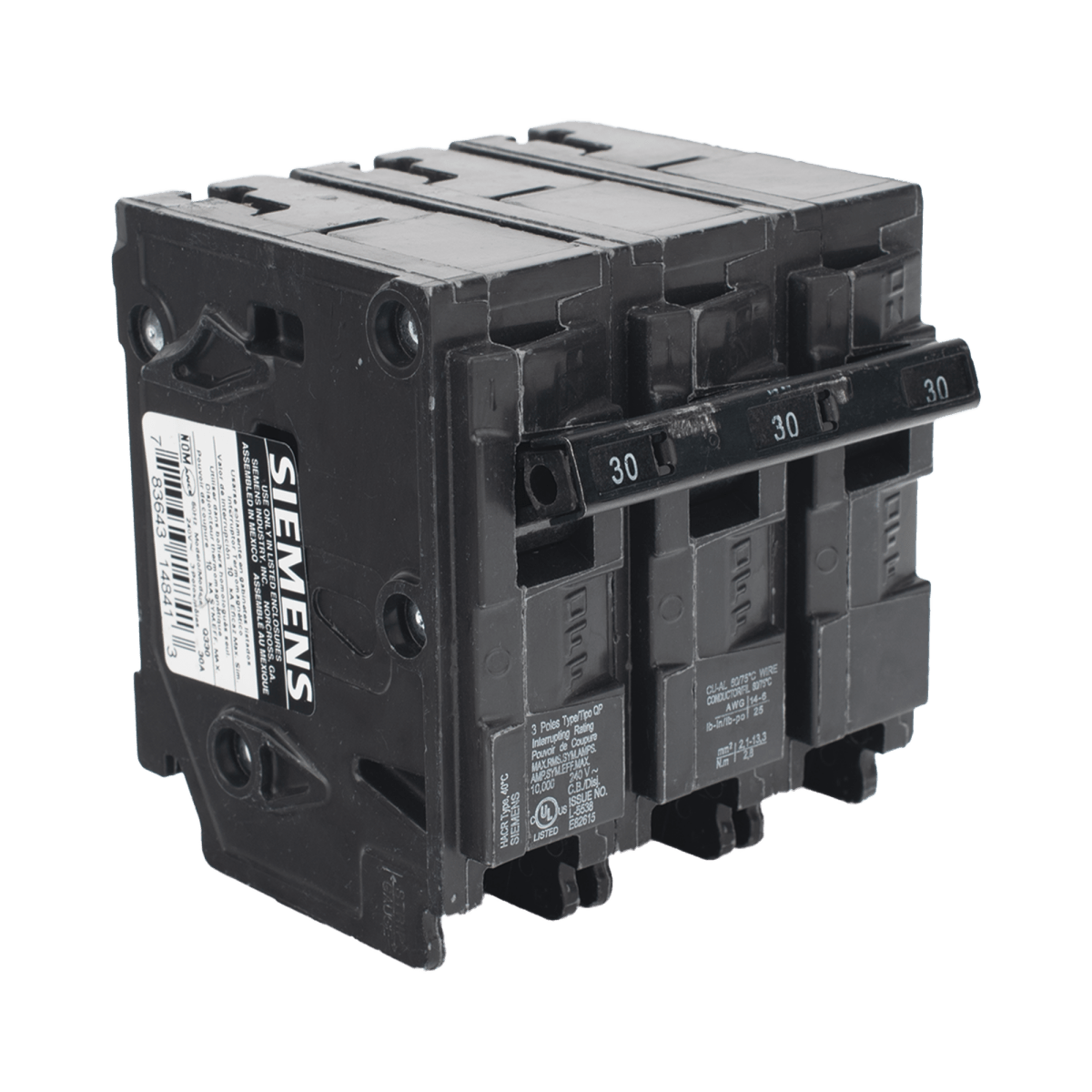 Centros de Carga e InterruptoresSIEMENSQ330Interruptor automático ITM Termomagnético enchufable tipo QP 3 polos 30 amp - SILYMX