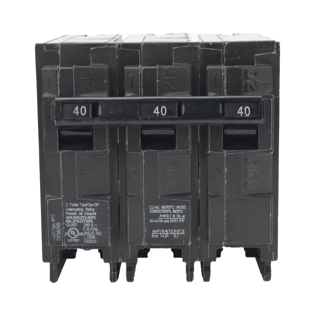 Centros de Carga e InterruptoresSIEMENSQ340Interruptor automático ITM Termomagnético enchufable tipo QP 3 polos 40 amp - SILYMX