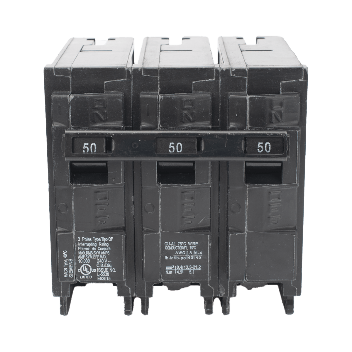 Centros de Carga e InterruptoresSIEMENSQ350Interruptor automático ITM Termomagnético enchufable tipo QP 3 polos 50 amp - SILYMX