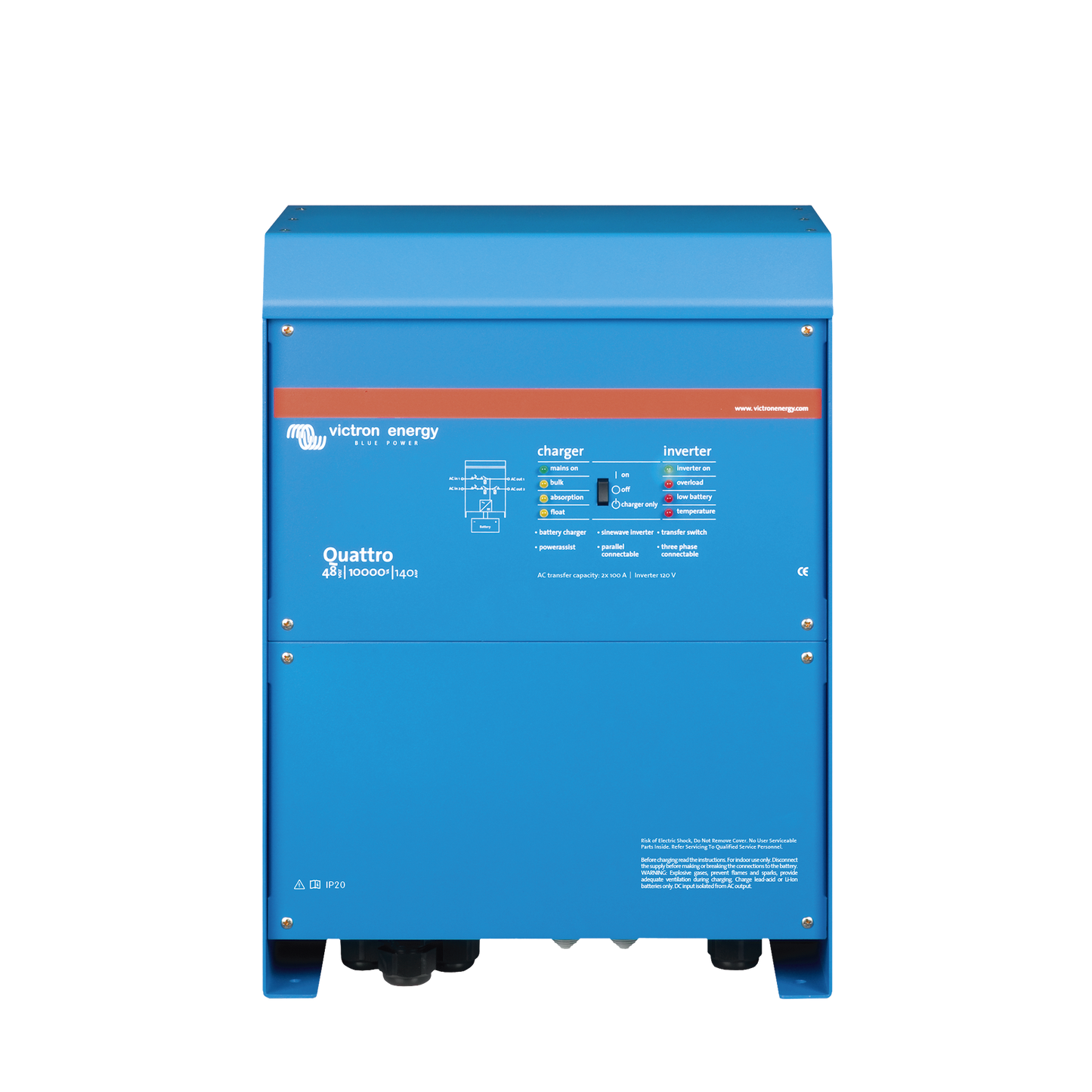 Quattro 48/10000/140-100/100 / Inversor Cargador de Onda Pura / Entrada 48 Vcc / Salida 8000 W 120 Vca  60 Hz - SILYMX