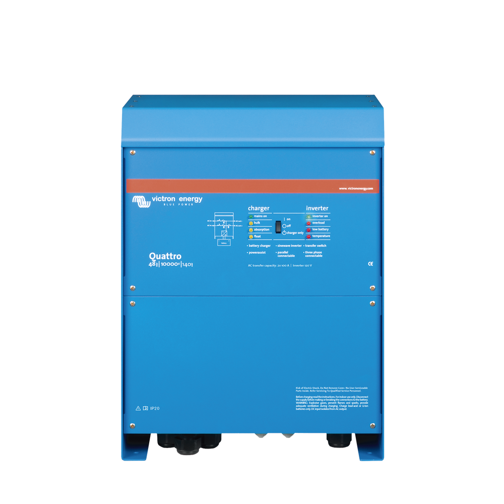 Inversor Cargador de Onda Pura Entrada 48 Vcc Salida 8000 W 120 Vca 60 Hz Quattro 48/10000/140-100/100 QT48/10000SP - SILYMX