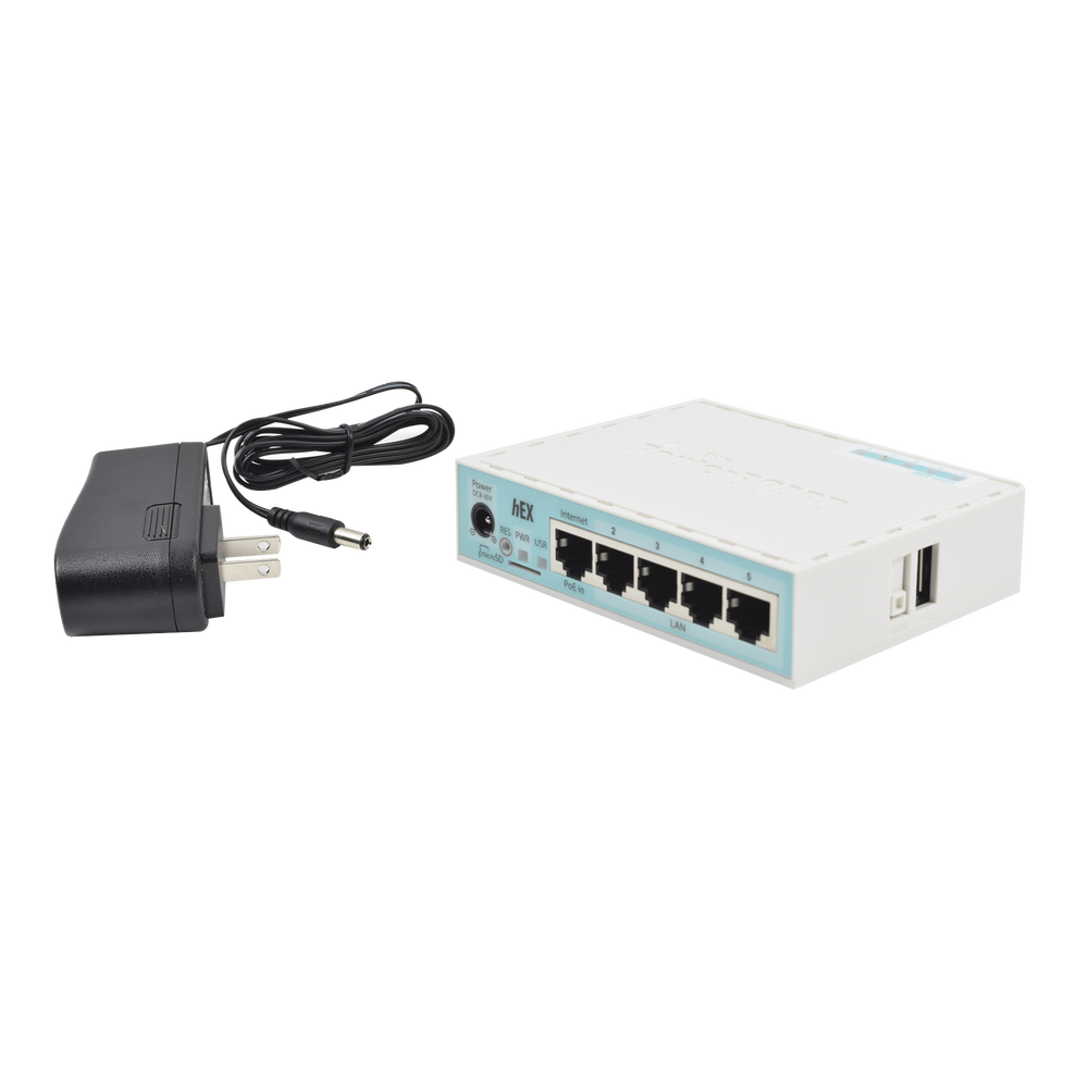 Ruteador Mikrotik 5 Puertos 10/100/1000 Mbps 1 Puerto Usb Carcasa De Plástico Consumo Máximo De 5 Watts Adaptador De Corriente 24v 0.3a RB750GR3 - SILYMX