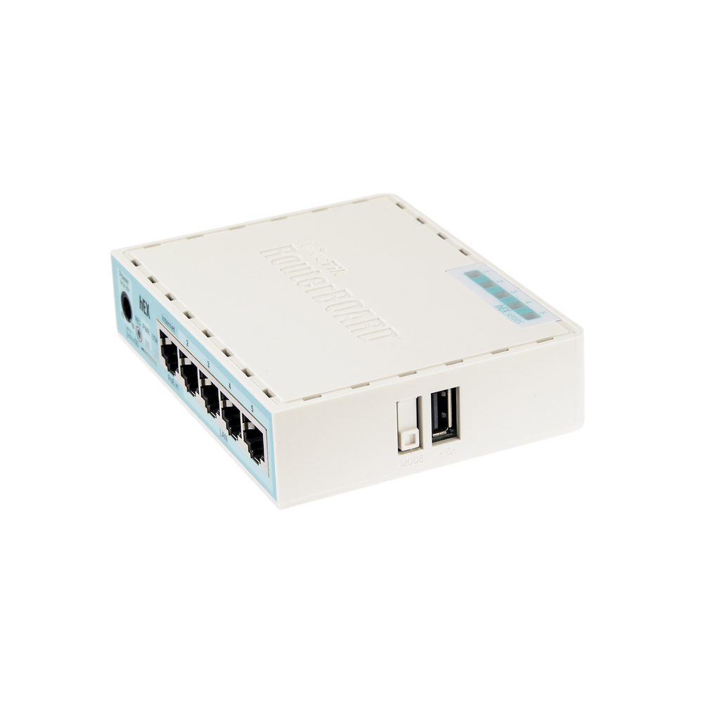 Ruteador Mikrotik 5 Puertos 10/100/1000 Mbps 1 Puerto Usb Carcasa De Plástico Consumo Máximo De 5 Watts Adaptador De Corriente 24v 0.3a RB750GR3 - SILYMX