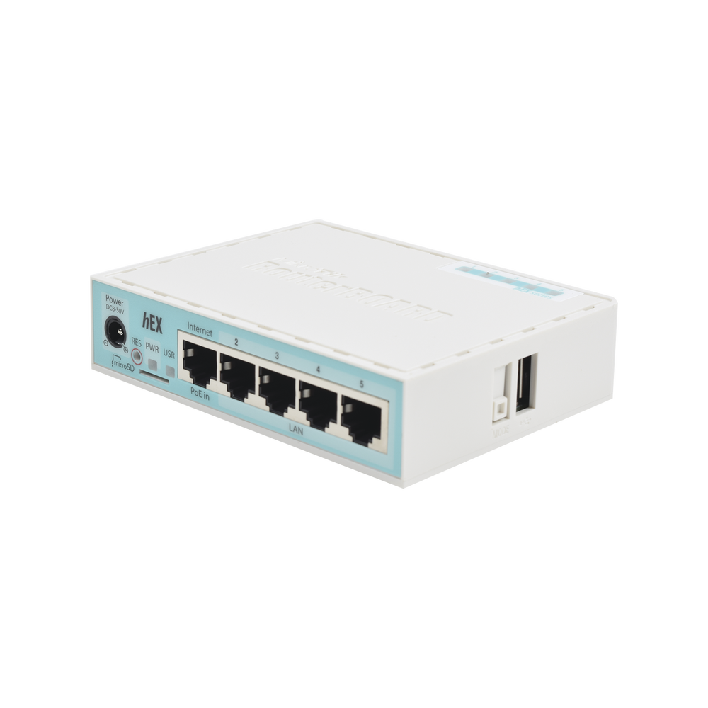 Ruteador Mikrotik 5 Puertos 10/100/1000 Mbps 1 Puerto Usb Carcasa De Plástico Consumo Máximo De 5 Watts Adaptador De Corriente 24v 0.3a RB750GR3 - SILYMX