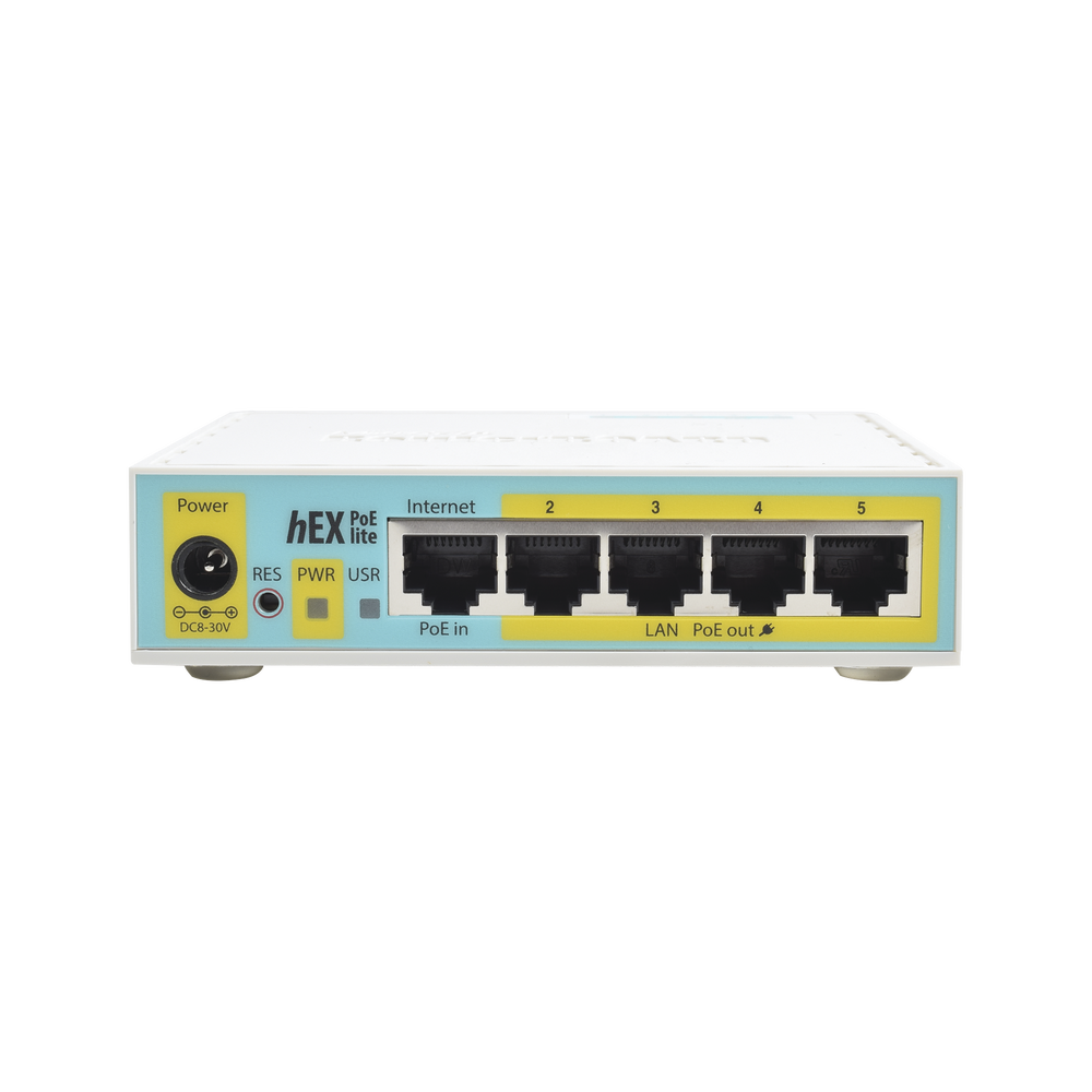 RouterBoard 5 Puertos Fast Ethernet 4 con PoE Pasivo 1 Puerto USB hEX PoE LITE RB750UPr2 - SILYMX
