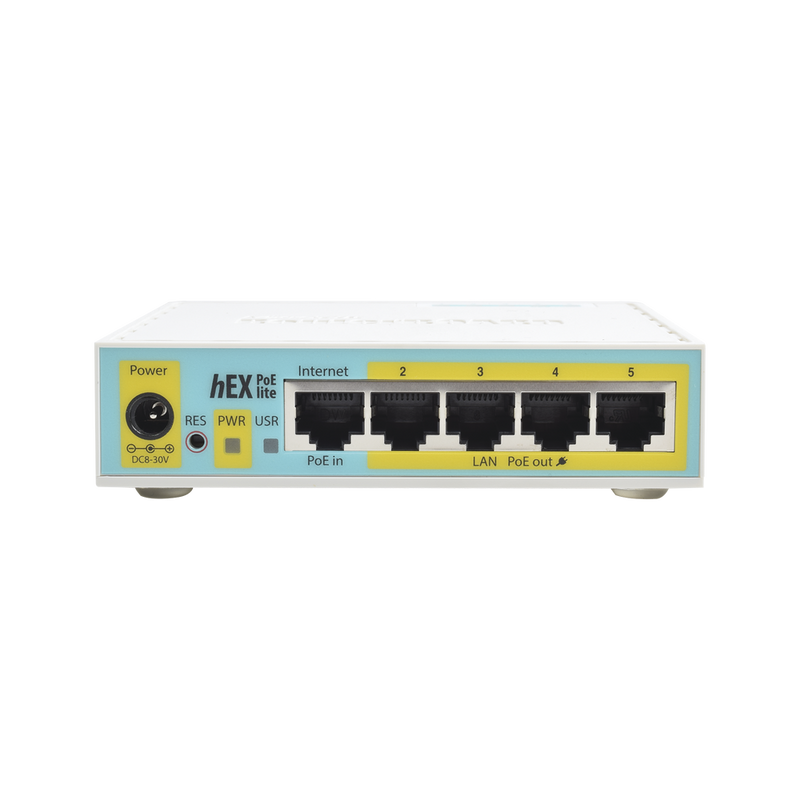 RouterBoard 5 Puertos Fast Ethernet 4 con PoE Pasivo 1 Puerto USB hEX PoE LITE RB750UPr2 - SILYMX