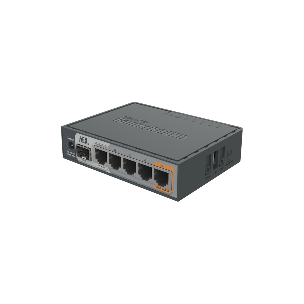 Router Dual Core 5 puertos Gigabit 1 Puerto SFP PoE in PoE Out hEX S RB760iGS - SILYMX