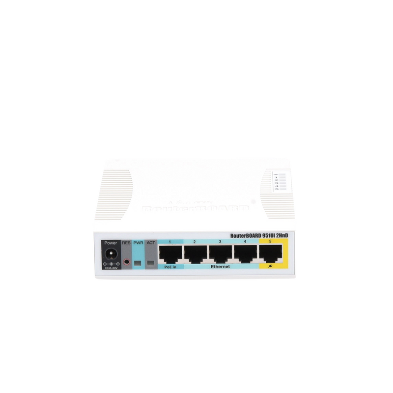 RouterBoard 5 Puertos Fast 1 Puerto USB WiFi 2.4 GHz 802.11 b/g/n Gran Cobertura con Antena 2.5 dbi hasta 1 Watt de Potencia RB951Ui-2nD - SILYMX