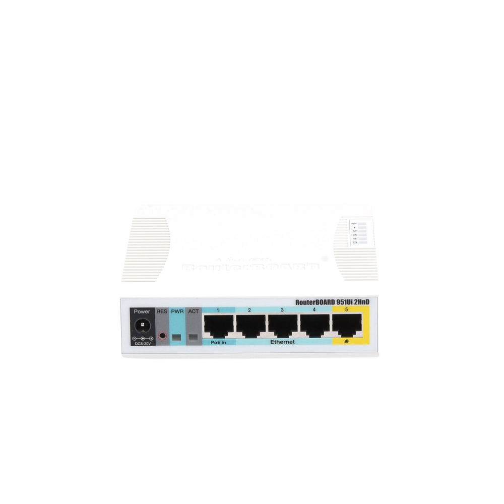 RouterBoard 5 Puertos Fast 1 Puerto USB WiFi 2.4 GHz 802.11 b/g/n Gran Cobertura con Antena 2.5 dbi hasta 1 Watt de Potencia RB951Ui-2HnD - SILYMX
