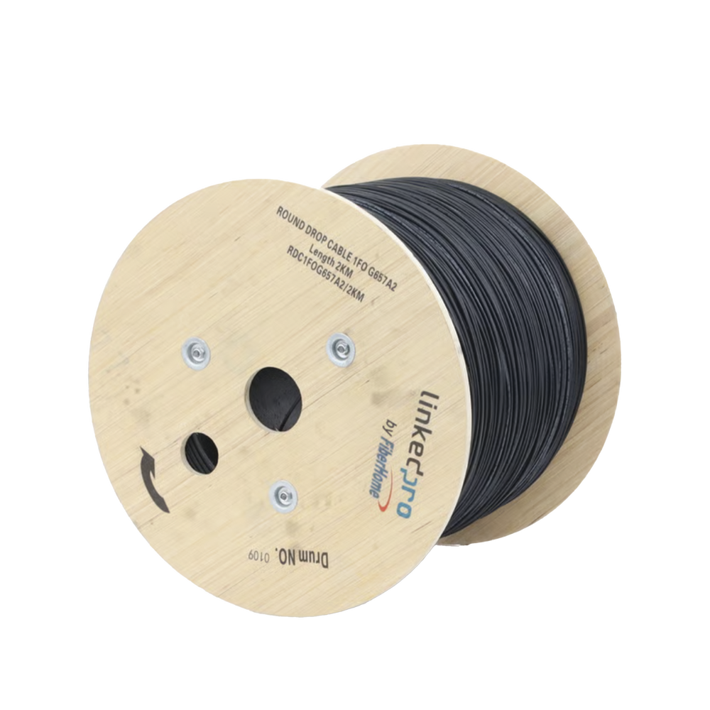 Carrete de 2 km de Fibra Óptica Aérea Tipo Drop Redonda (Figura 0) G.657A2 Monomodo 1 hilo forro de 3 mm RDC1FOG657A2/2KM - SILYMX