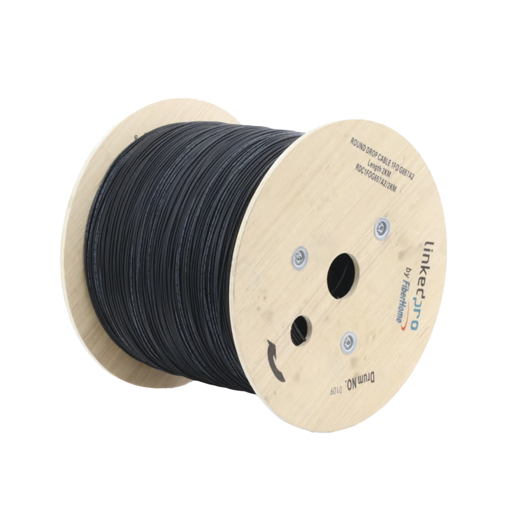 Carrete de 2 km de Fibra Óptica Aérea Tipo Drop Redonda (Figura 0) G.657A2 Monomodo 1 hilo forro de 3 mm RDC1FOG657A2/2KM - SILYMX