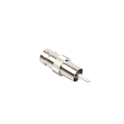 Adaptador de BNC Hembra a RCA Macho en 50 Ohm para Fono, uso en Aplicaciones de Audio-Video, Níquel Plata Delrin RF INDUSTRIES RFB-1140 - SILYMX