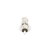 Adaptador de BNC Hembra a RCA Macho en 50 Ohm para Fono, uso en Aplicaciones de Audio-Video, Níquel Plata Delrin RF INDUSTRIES RFB-1140 - SILYMX
