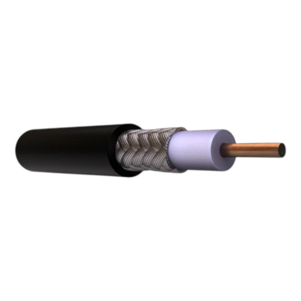 Bobina de Cable coaxial RG58 BROADCAST 20 AWG blindaje de malla trenzada de cobre estañado 96% aislante Intemperie 305 Metros RG-58U-SYS/1000 - SILYMX