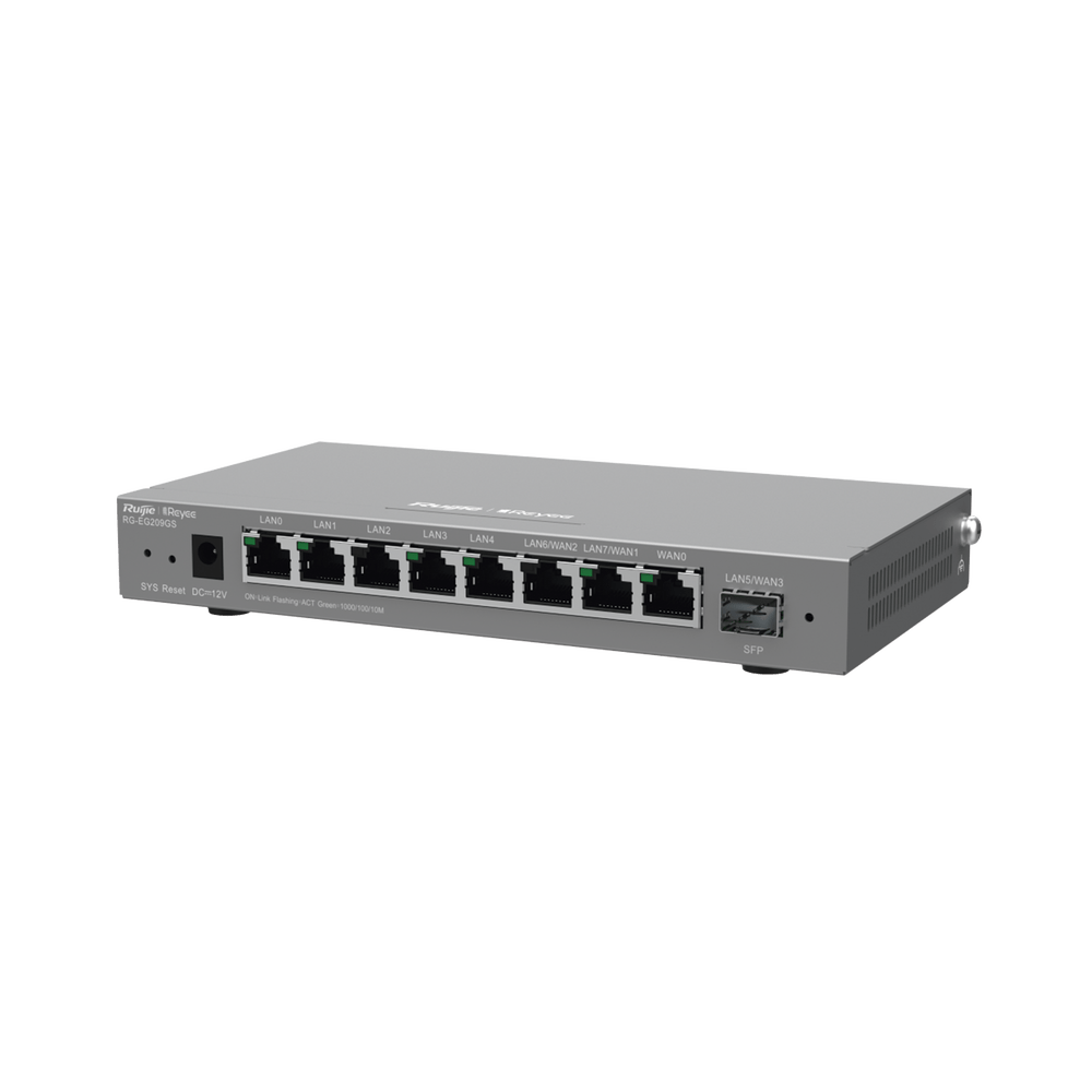 Router Balanceador con Función SD-WAN 8 puertos gigabit y 1 puerto SFP 200 clientes RUIJIE - SILYMX