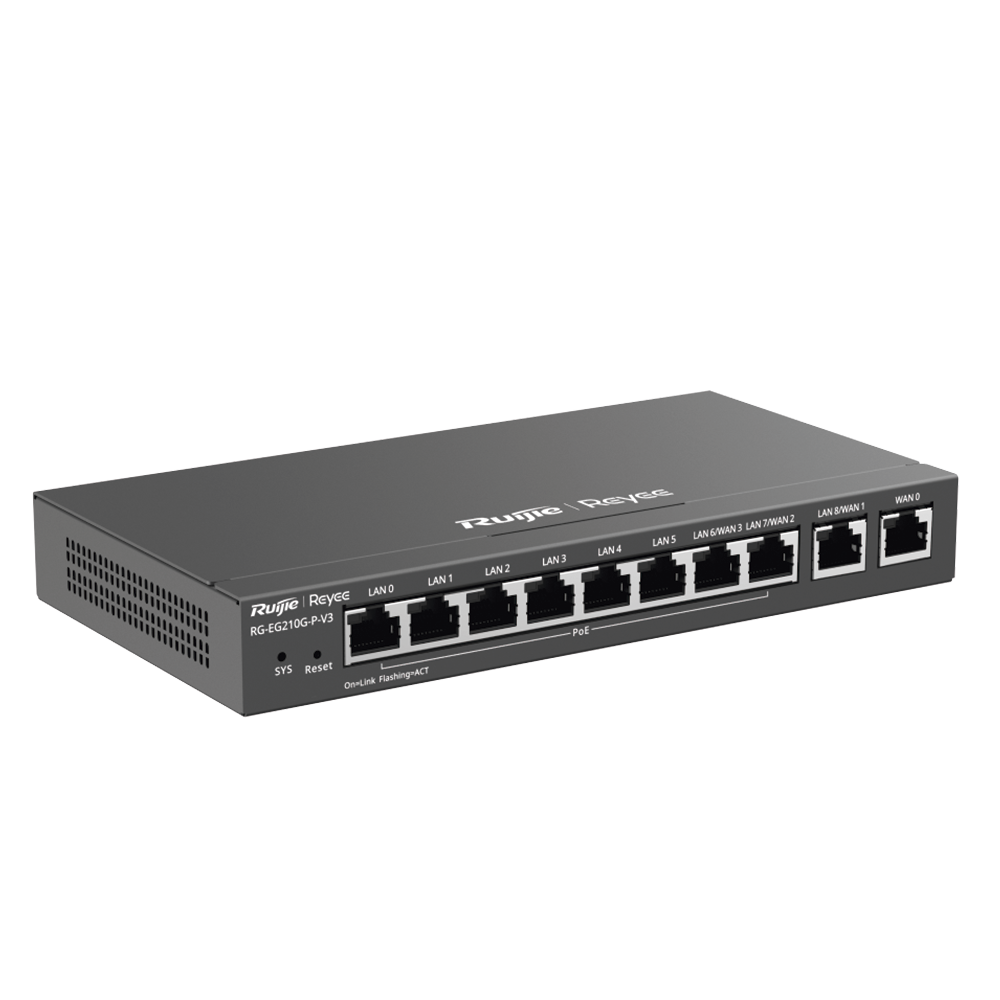 Router Balanceador con Función SD-WAN PoE+ hasta 110w 10 puertos gigabit 8 puertos PoE soporta 4x WAN hasta 200 clientes con desempeño de 1,000 Mbps - SILYMX