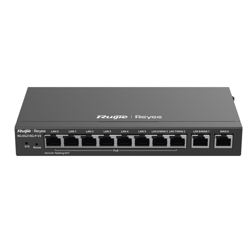 Router Balanceador con Función SD-WAN PoE+ hasta 110w 10 puertos gigabit 8 puertos PoE soporta 4x WAN hasta 200 clientes con desempeño de 1,000 Mbps - SILYMX