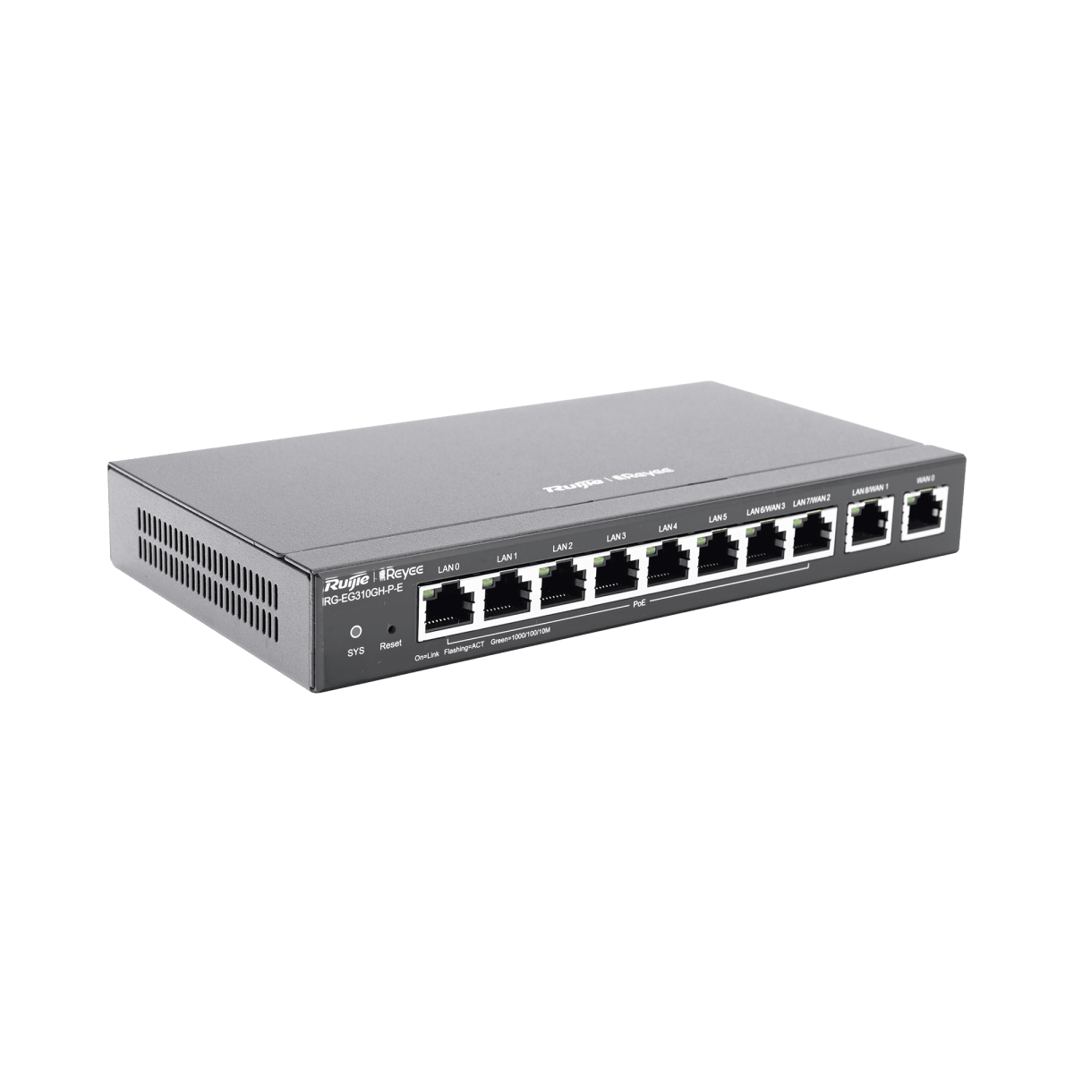 Routers, Firewalls, BalanceadoresRUIJIERG-EG310GH-P-ERouter SD - WAN Balanceador PoE+ 4 WAN 1.5 Gbps 350 Clientes – Ruijie RG - EG310GH - P - E - SILYMX