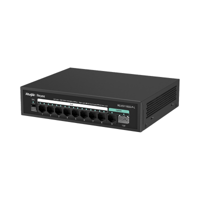 RUIJIERG-ES110GS-P-LSwitch PoE+ no Administrable, hasta 120 Watts, no administrable, 8 puertos PoE+, 2 Uplink Gigabit Ge / SFP - SILYMX