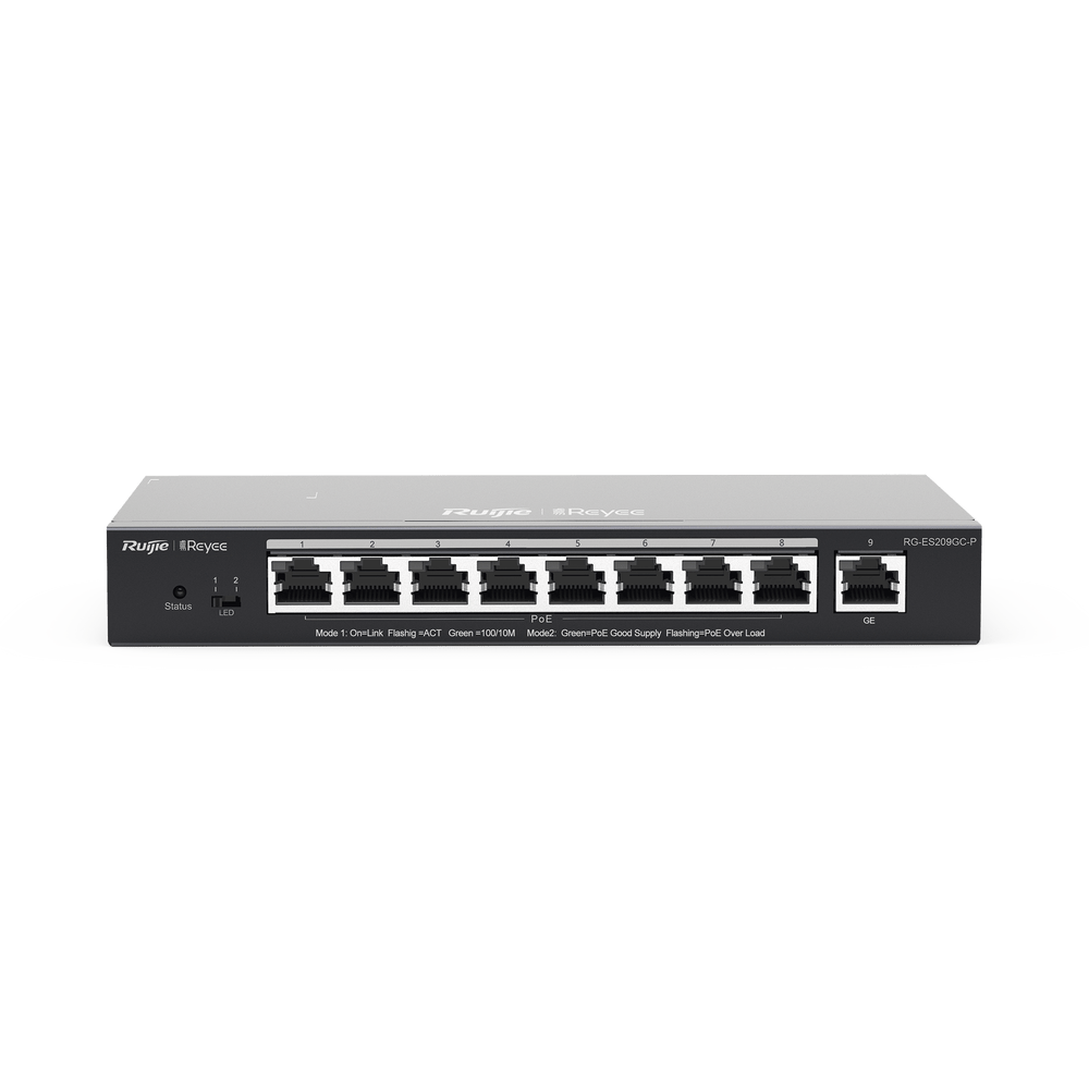 Switch Administrable 8 Puertos PoE+ 802.3af/at Gigabit gestión gratuita desde la nube 120w RUIJIE - SILYMX
