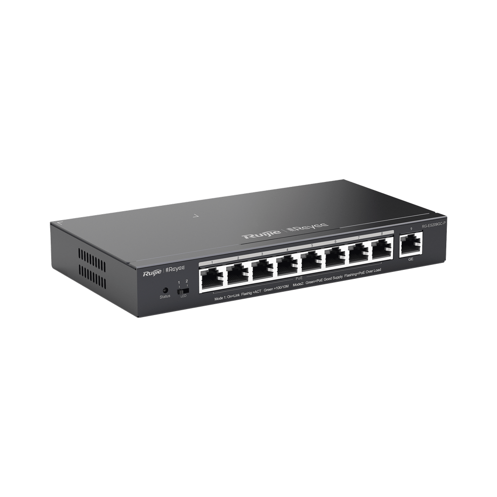 Switch Administrable 8 Puertos PoE+ 802.3af/at Gigabit gestión gratuita desde la nube 120w RUIJIE - SILYMX