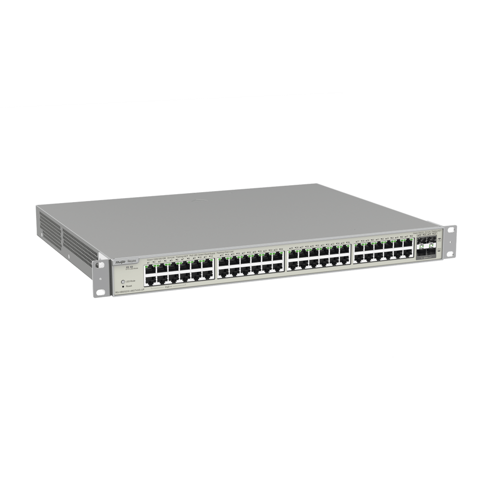 Switch Administrable Capa 3 con 48 puertos Gigabit PoE 802.3af/at + 4 SFP+ para fibra 10Gb, gestión gratuita desde la nube, 740W - SILYMX
