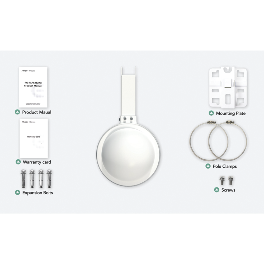 Punto de Acceso Mesh Wi-Fi 6 RUIJIE Exterior IP68 Wi-Fi 6 (802.11ax) 360 grados MU-MIMO2x2 hasta 256 clientes RG-RAP6262(G) - SILYMX