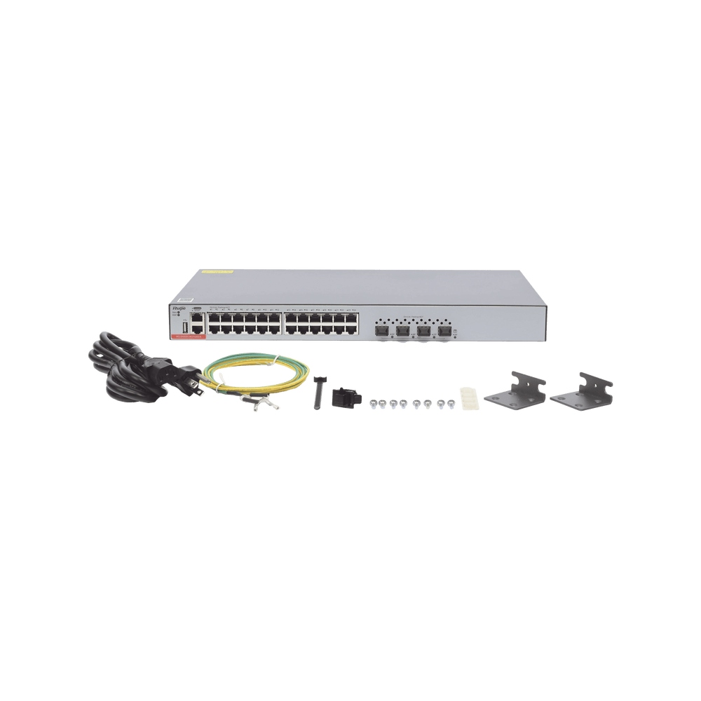 Switch Administrable Capa 3 RUIJIE con 24 puertos Gigabit + 4 SFP+ para fibra 10Gb gestión gratuita desde la nube RG-S5300-24GT4XS-E - SILYMX