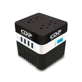 Regulador de Voltaje Supresión de Picos 600VA 300W 4 Puertos USB para Carga de 2.1A Max 4 Salidas Reguladas Indicadores Led Diseño Compacto RU-AVR604 - SILYMX