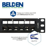 Panel de Parcheo Belden  Cat6+ 24 Puertos RJ-45 1U RevConnect Negro RV6PPF1U24BK - SILYMX