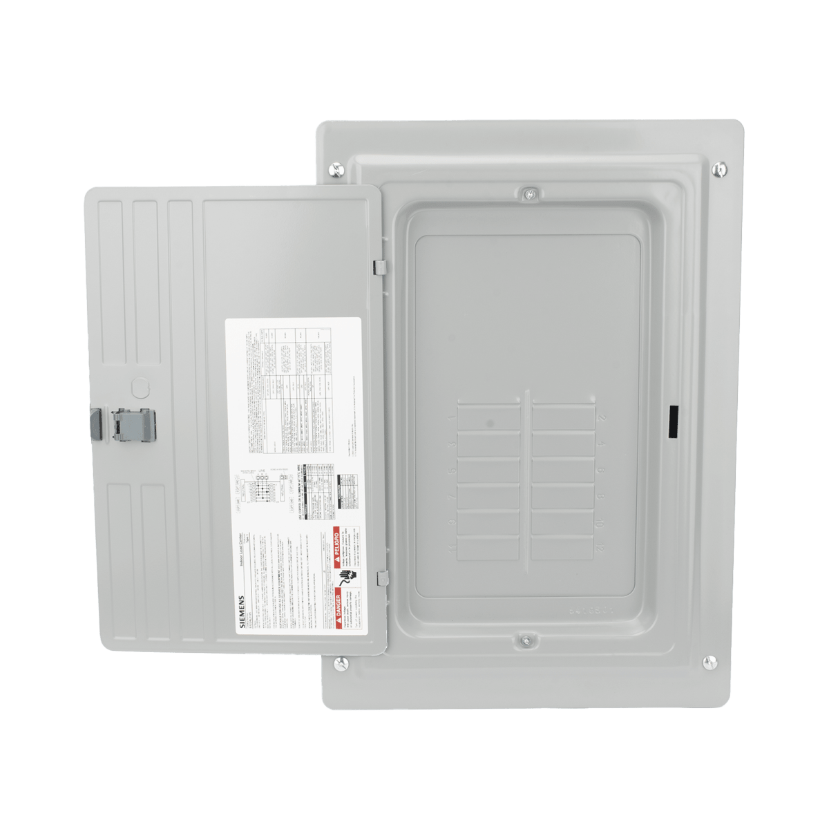 Centros de Carga e InterruptoresSIEMENSS1224L3125Centro de carga trifásico 3 Fases 4 Hilos para interruptores QP de 12 polos - 24 circuitos 120/240vca Barras de aluminio 125 Amp Nema 1 uso interior Incluye tapa - SILYMX