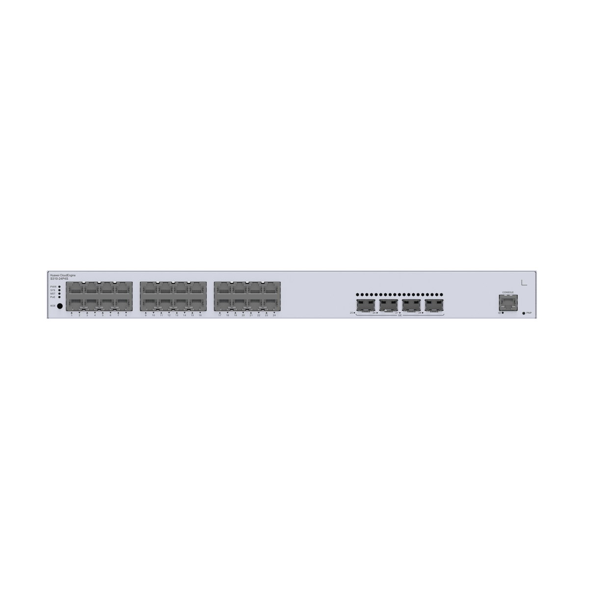 Switches PoEHUAWEIS310-24P4SSwitch Administrable Capa 3 24 Puertos Gigabit PoE+ 400W 4 SFP Rutas Estáticas ERPS iStack Huawei S310 - 24P4S - SILYMX