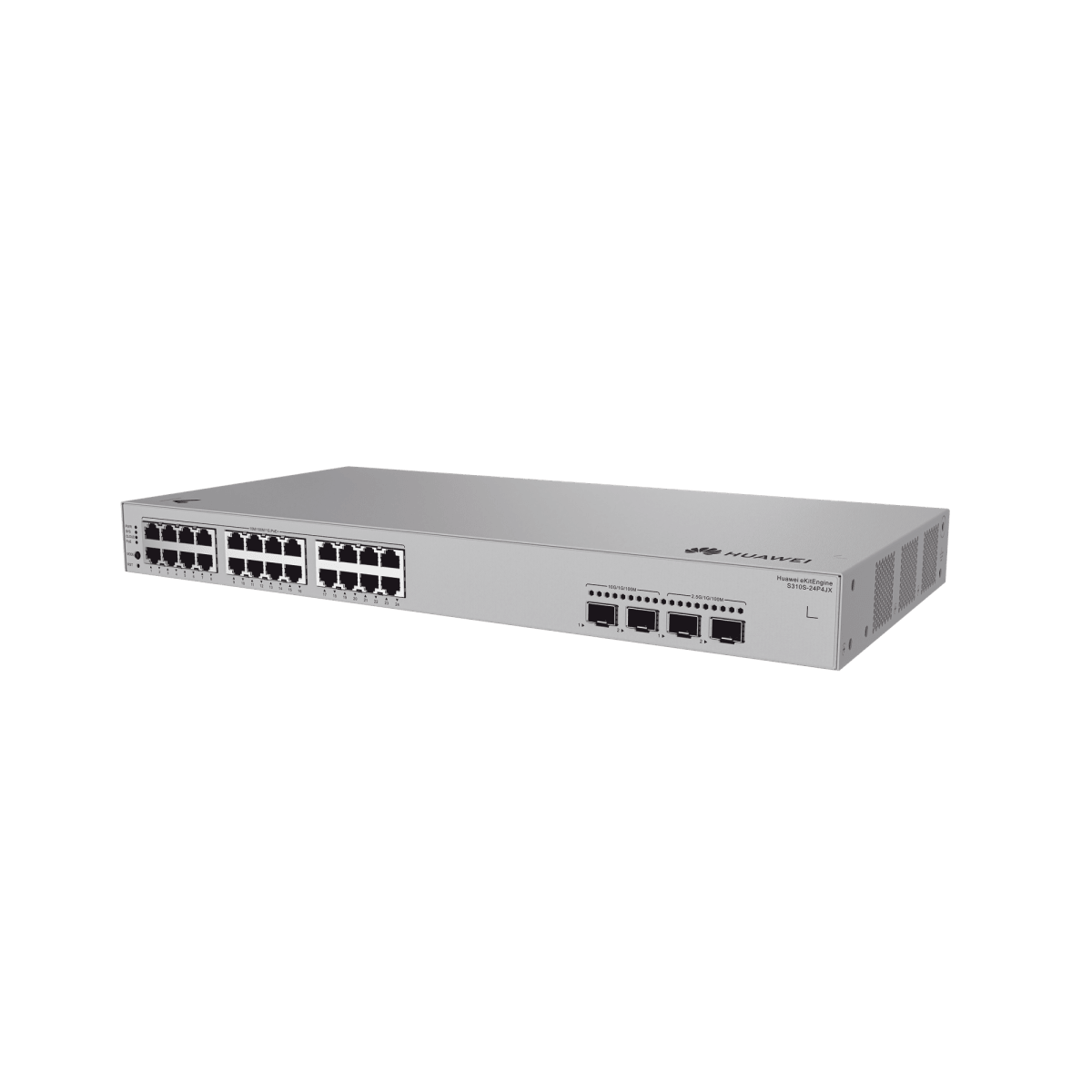 Switches PoEHUAWEIS310S-24P4JXSwitch Administrable Capa 2+ 24 Puertos PoE+ Gigabit 2 SFP 2.5G 2 SFP+ 10G 400W Huawei S310S - 24P4JX - SILYMX