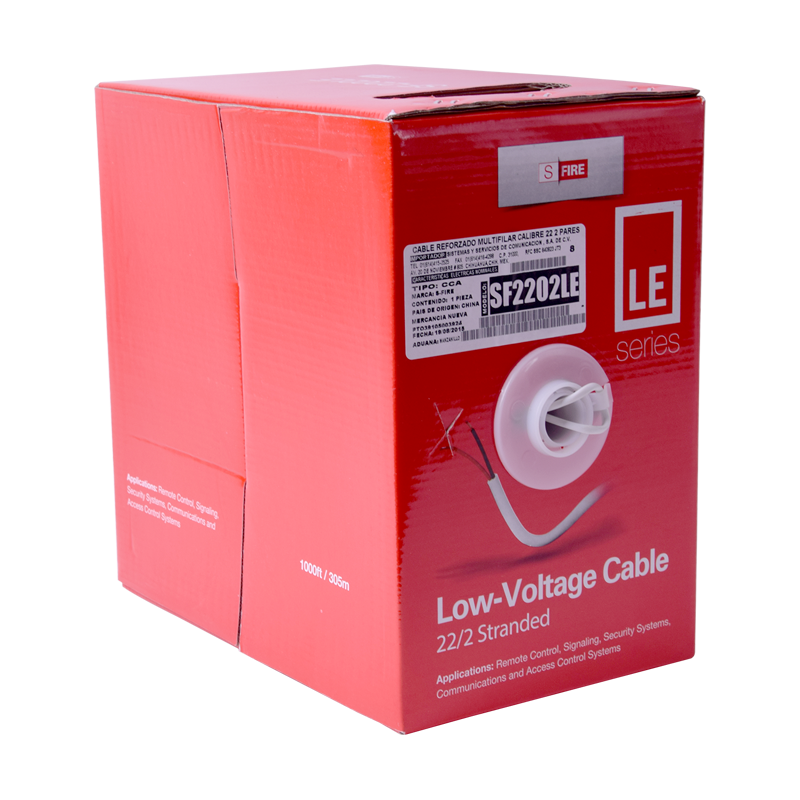 Bobina de Cable SFIRE para alarma 2X22 AWG CCA 305 Metros SF-22-02-LE - SILYMX