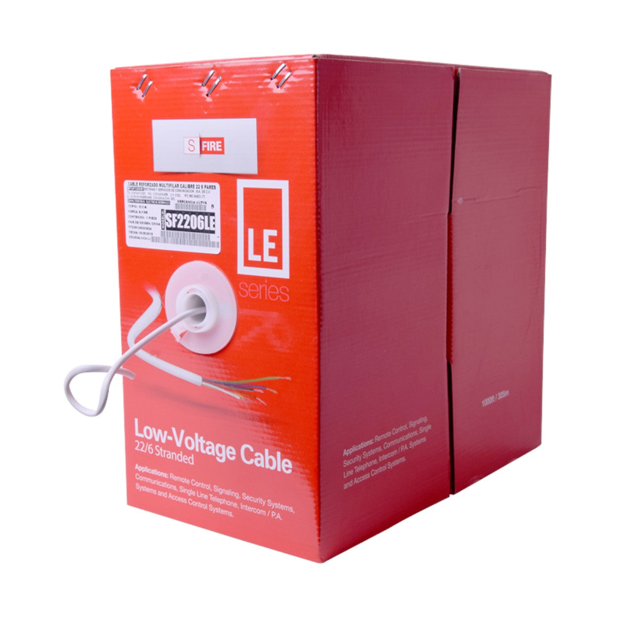 Bobina de Cable SFIRE para alarma 6X22 AWG CCA 305 Metros SF-22-06-LE - SILYMX