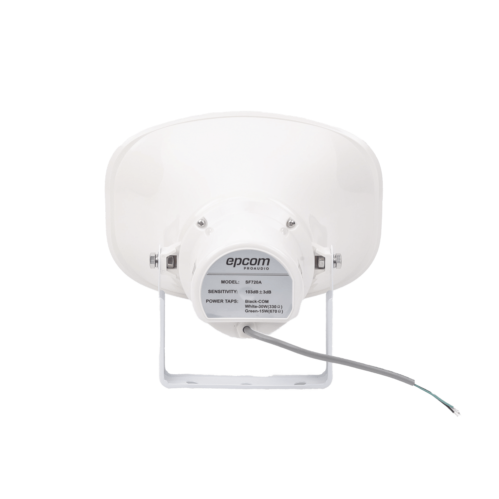 Altavoz para Exterior Tipo Trompeta 15-30W 70/100V IP66 Material ABS Bracket de Metal SF-720A - SILYMX