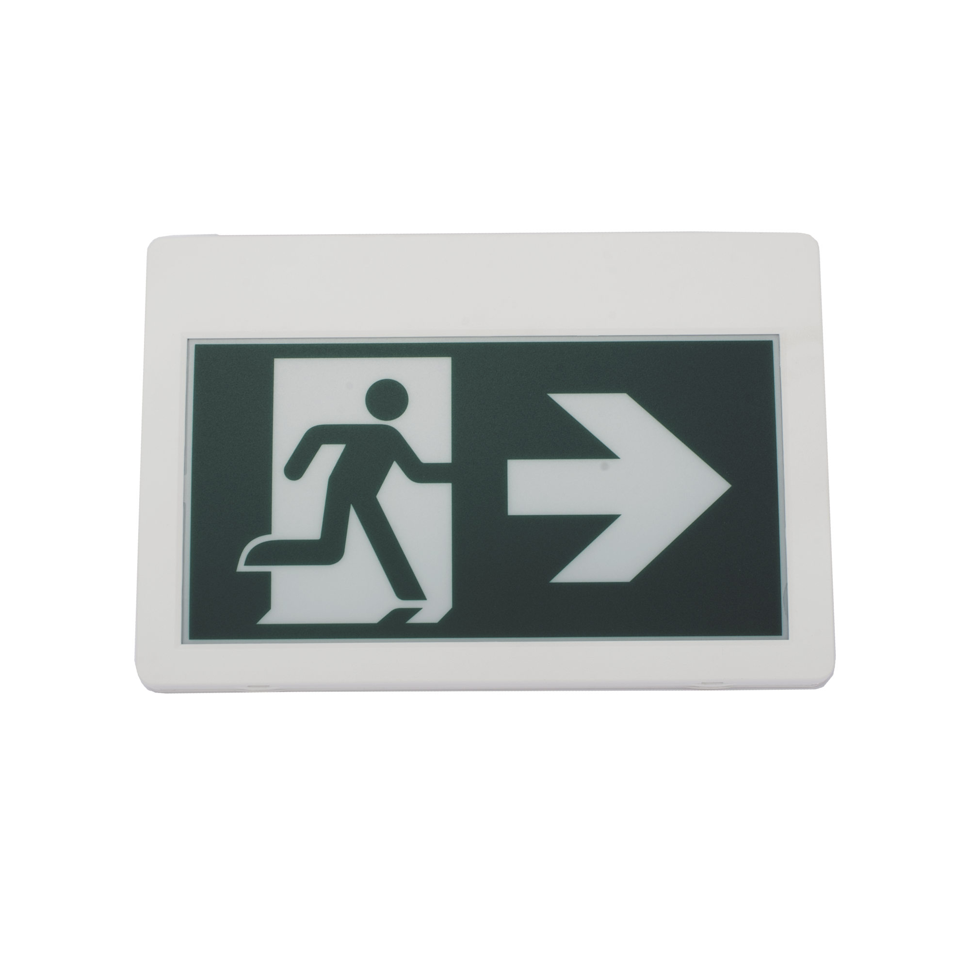 Letrero LED de Señalización de salida "Hombre Corriendo"/ Alto brillo / Uso en pared, lateral o techo / Batería de Respaldo Incluida con hasta 120 minutos de duracion