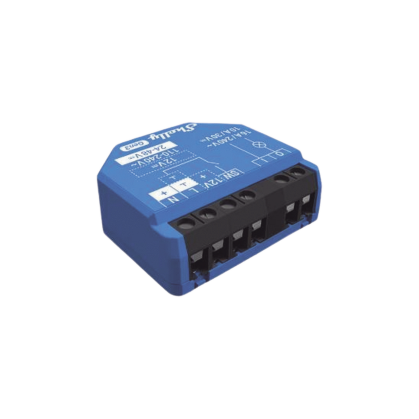 Relevador inalámbrico inteligente 16A, 110-230 V, 1  salida de contacto seco, compatible con asistente de voz Alexa, Google Home SHELLY SHELLY1GEN3 - SILYMX