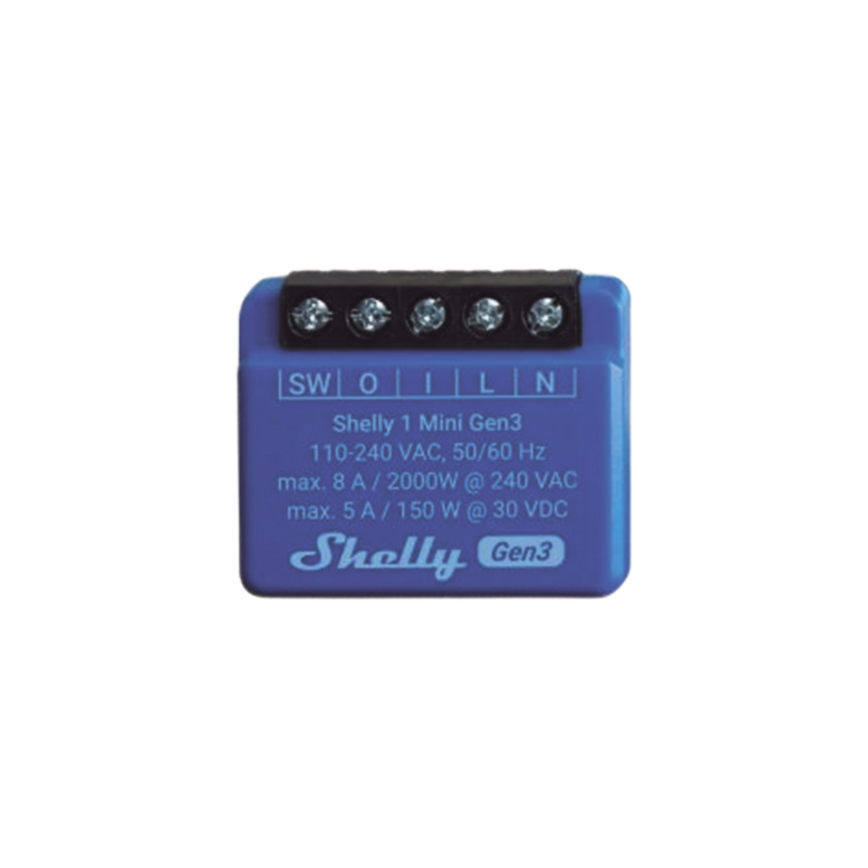 Mini Interruptor inteligente con Wi-Fi, contacto seco, 1 canal 8A, compatible con asistentes de voz Alexa y GoogleHome SHELLY SHELLY1MINIGEN3 - SILYMX