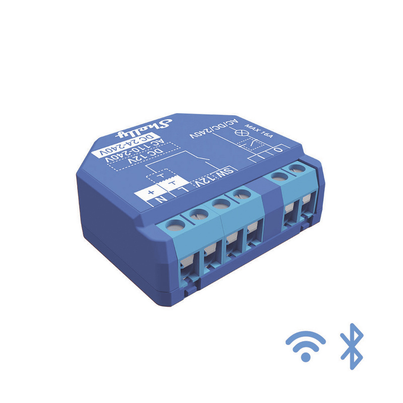 Relevador inalámbrico inteligente 16A, 110-230 V, 1 salida de contacto seco, compatible con asistente de voz Alexa, Google Home SHELLYPLUS1 - SILYMX