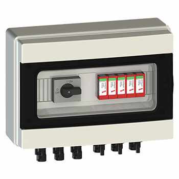 Caja combinadora MERZ 3 MPPT, 3 Strings, 16A, 1000VDC con supresor y conectores MC4